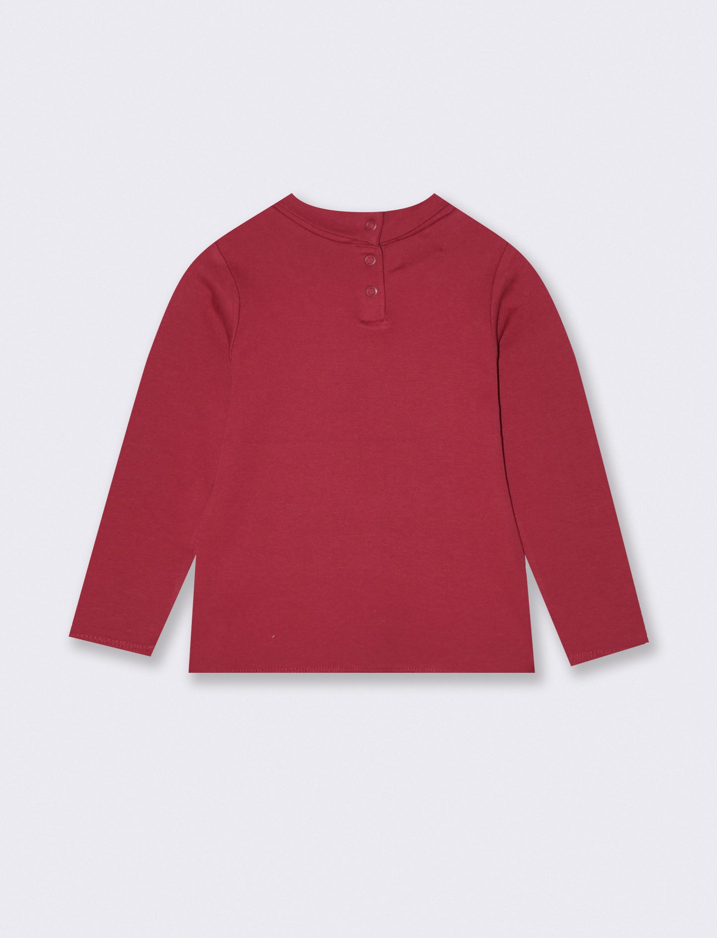 T-shirt basica collo alto manica lunga - Bordeaux