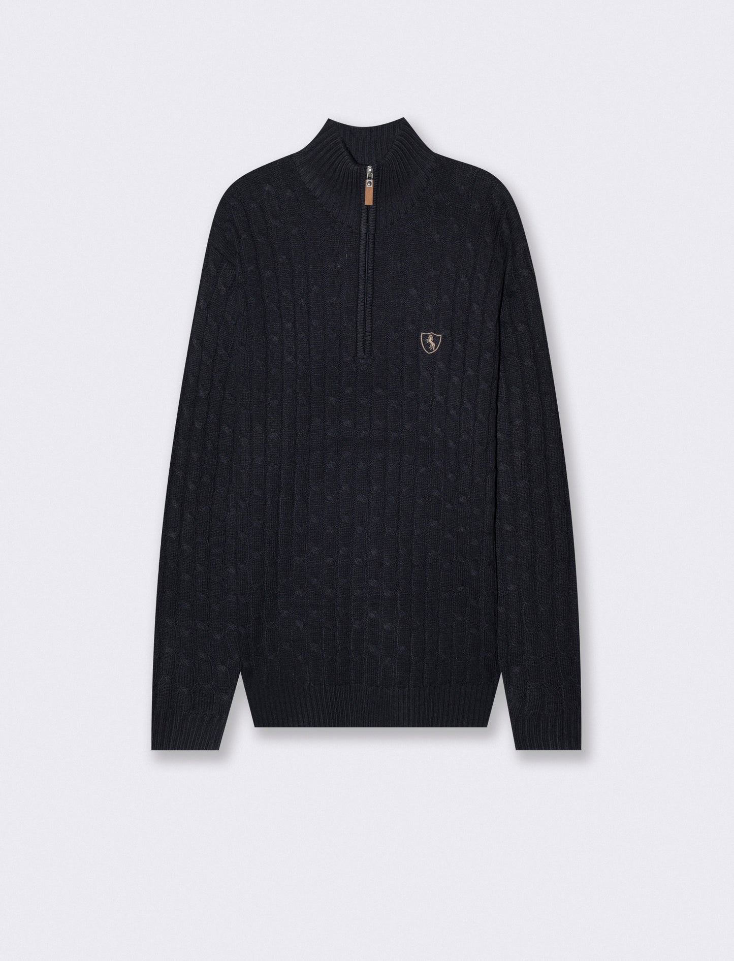 Maglia Cardigan Collo Alto in Ciniglia - Blu