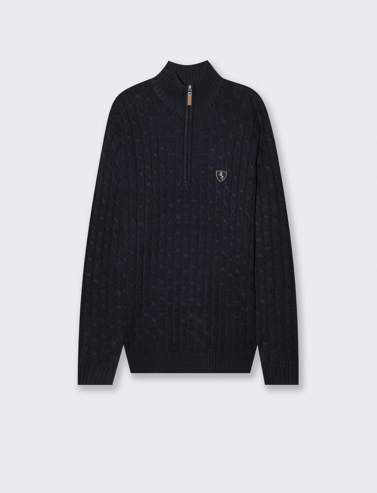 High Neck Cardigan Sweater in Chenille - Blue