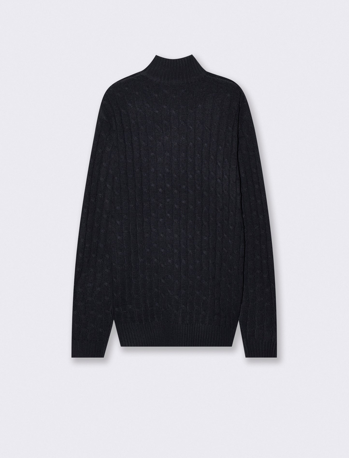 Maglia Cardigan Collo Alto in Ciniglia - Blu
