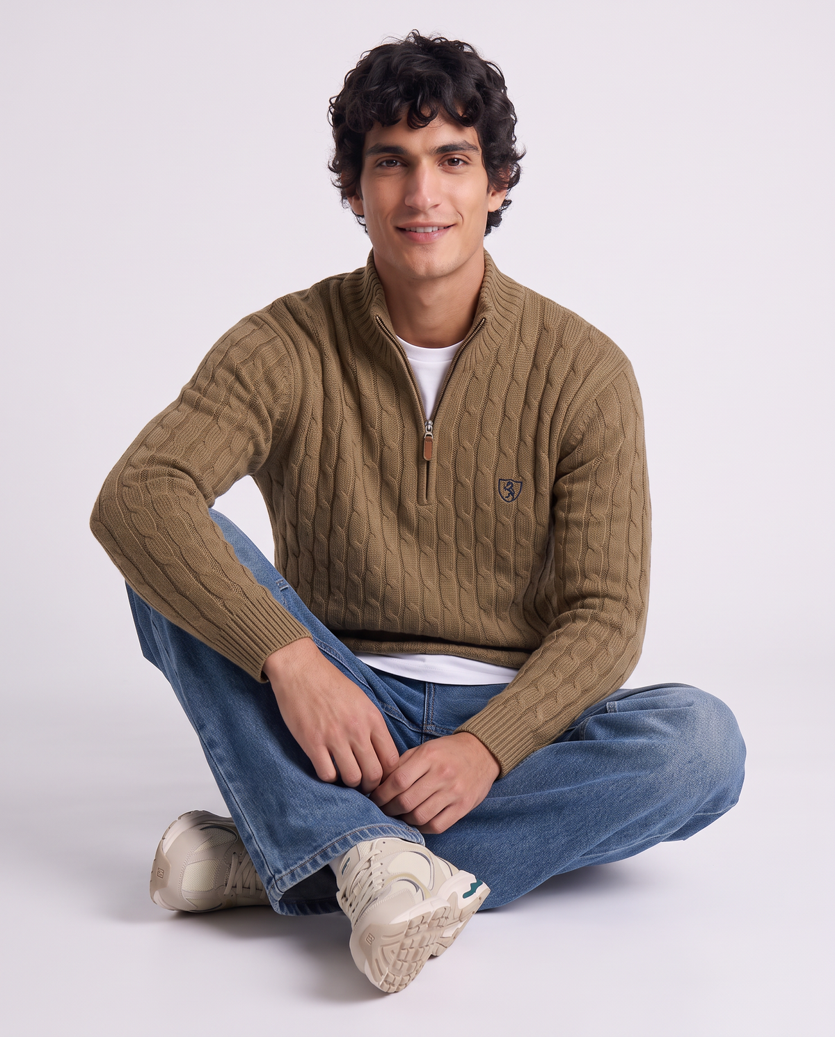 High Neck Cardigan Sweater in Chenille - Grey