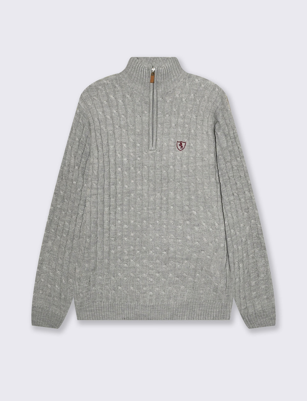 High Neck Cardigan Sweater in Chenille - Grey
