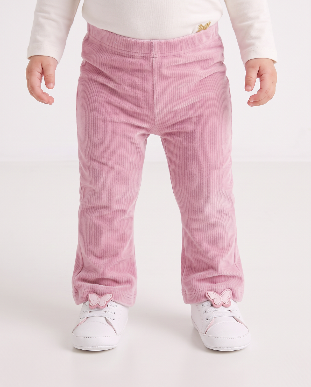 Leggings in velluto a zampa casual - Rosa polvere