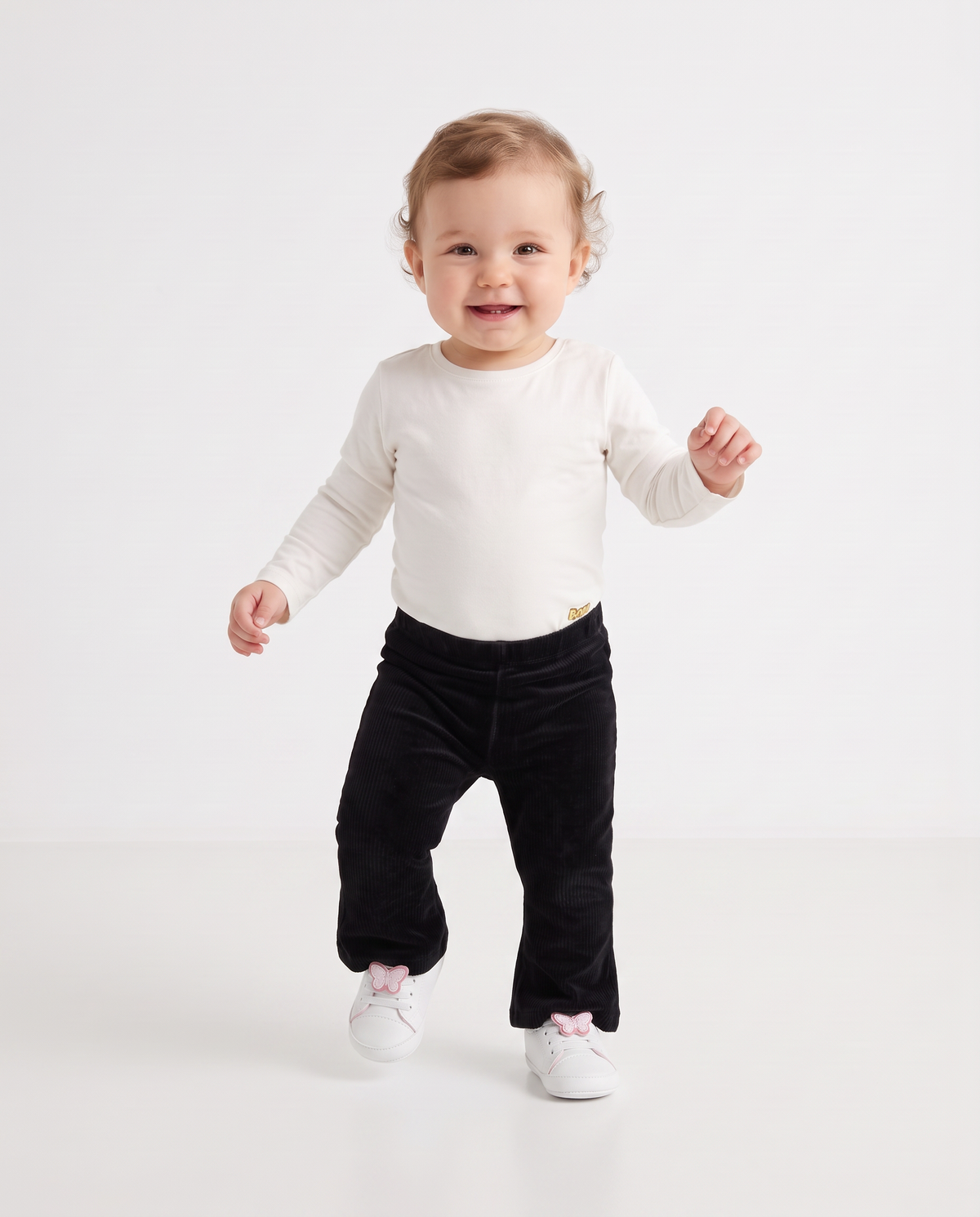 Casual Velvet Flared Leggings - Black