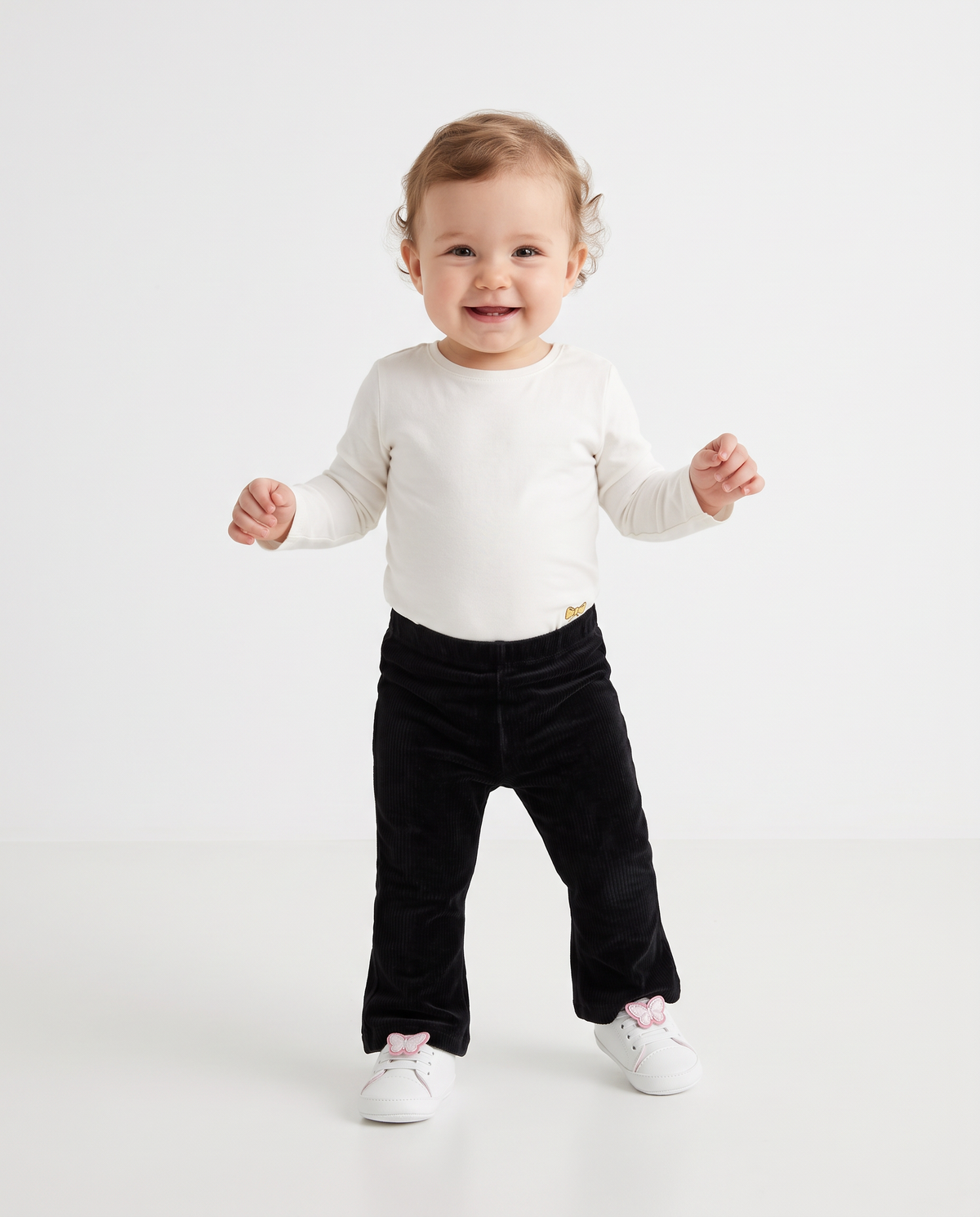 Casual Velvet Flared Leggings - Black