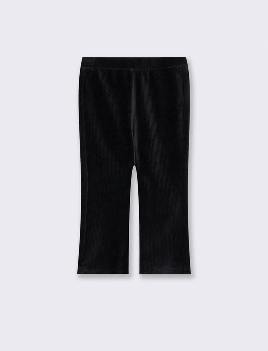 Casual Velvet Flared Leggings - Black