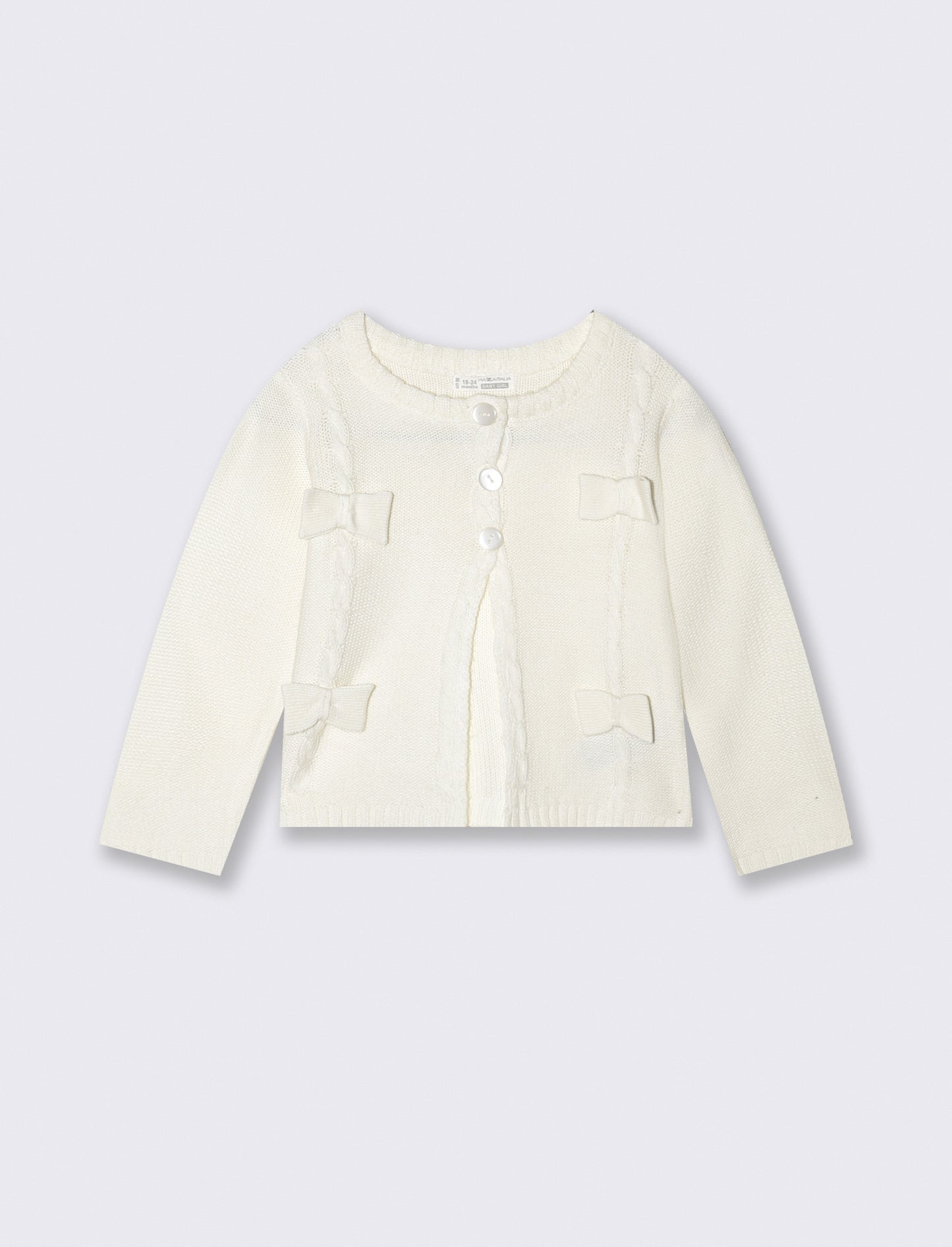 Cardigan basico con trecce manica lunga - Bianco latte
