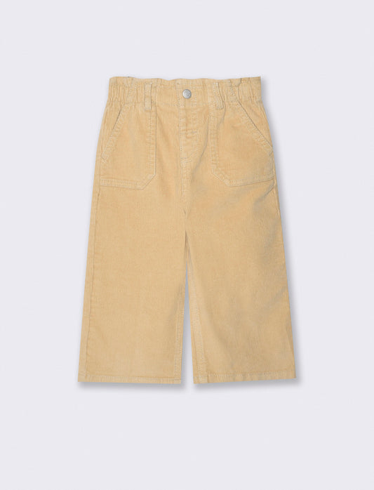 Pantaloni ampi in velluto casual - Beige