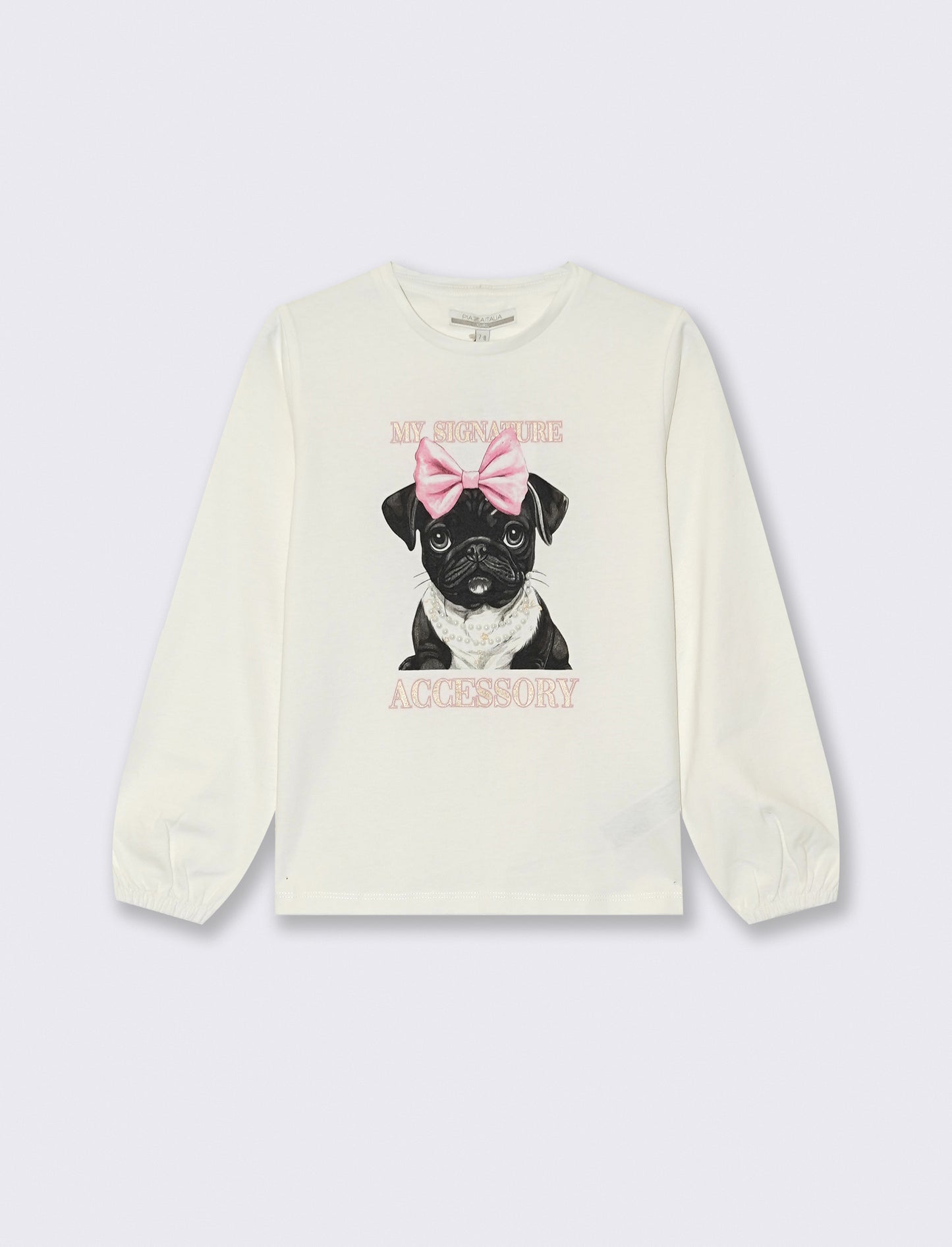 T-shirt manica lunga con stampa e accessori - Bianco latte