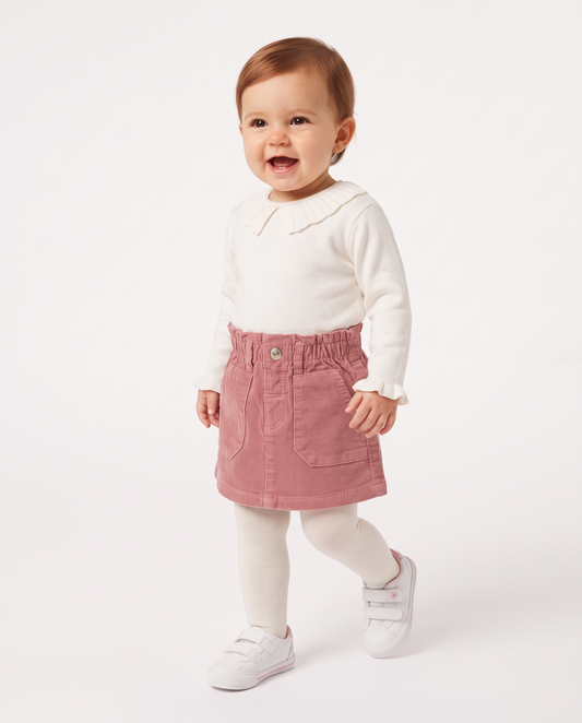 Casual flared velvet skirt - Pink
