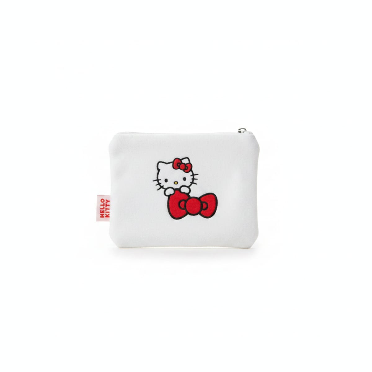 Pochette Hello Kitty con zip e ricamo 3D - Bianco