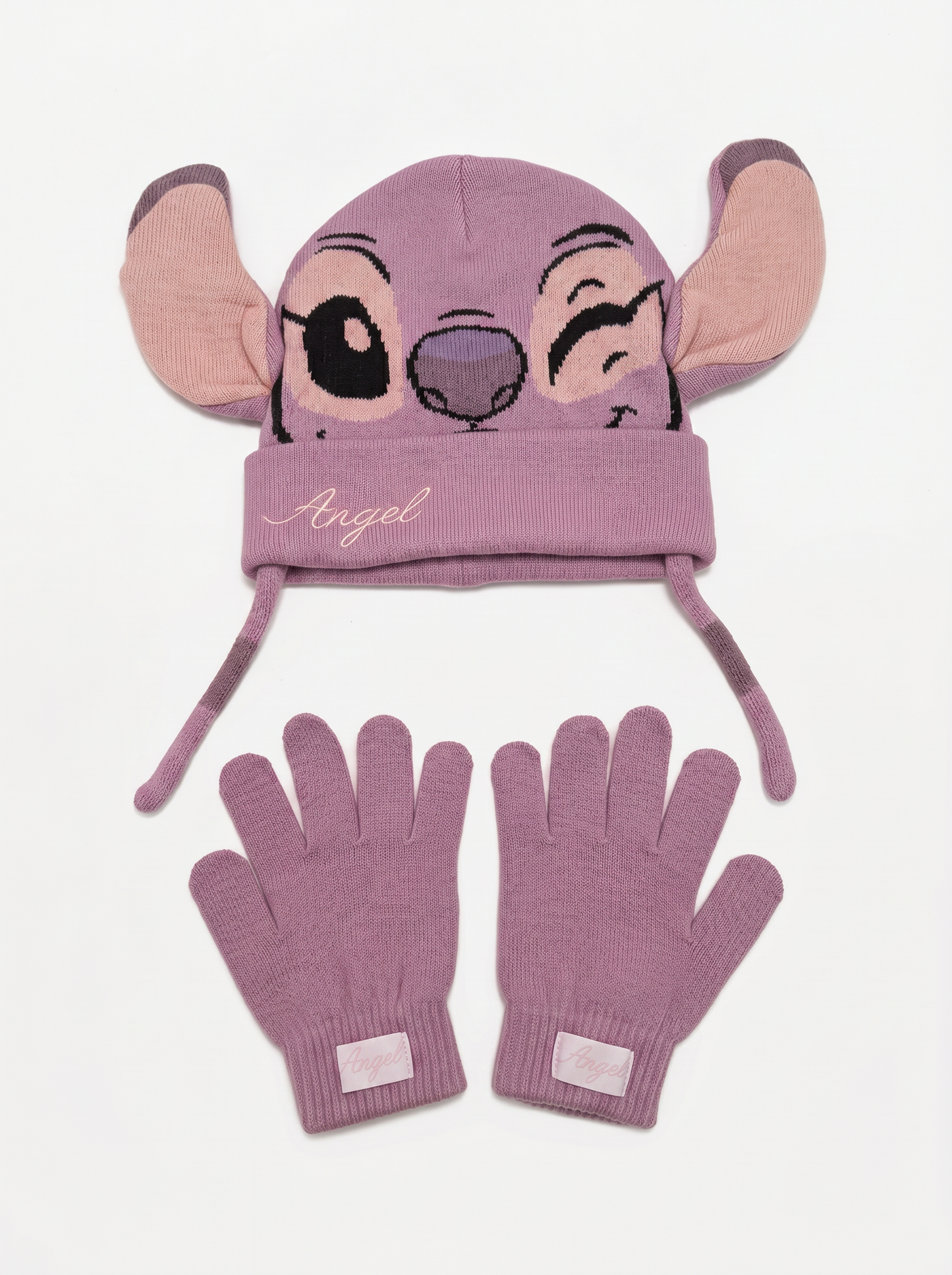 3D Stitch Hat and Gloves Set for Girls - Pink
