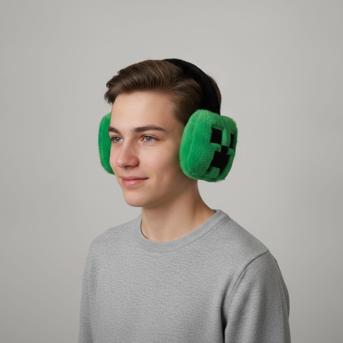 Square Minecraft Ear Covers for Kids - Green