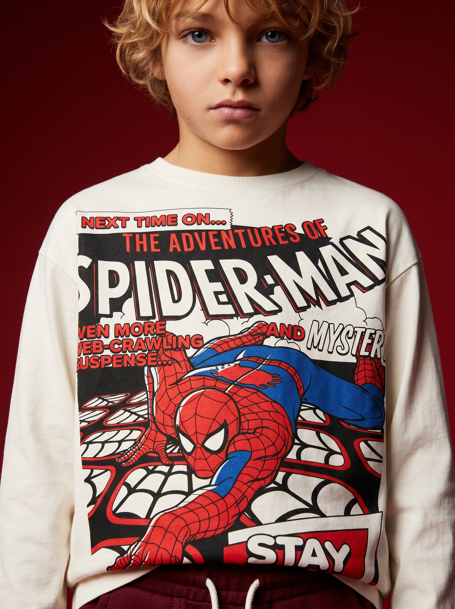 T-shirt Spider-Man maniche lunghe cotone - Bianco latte