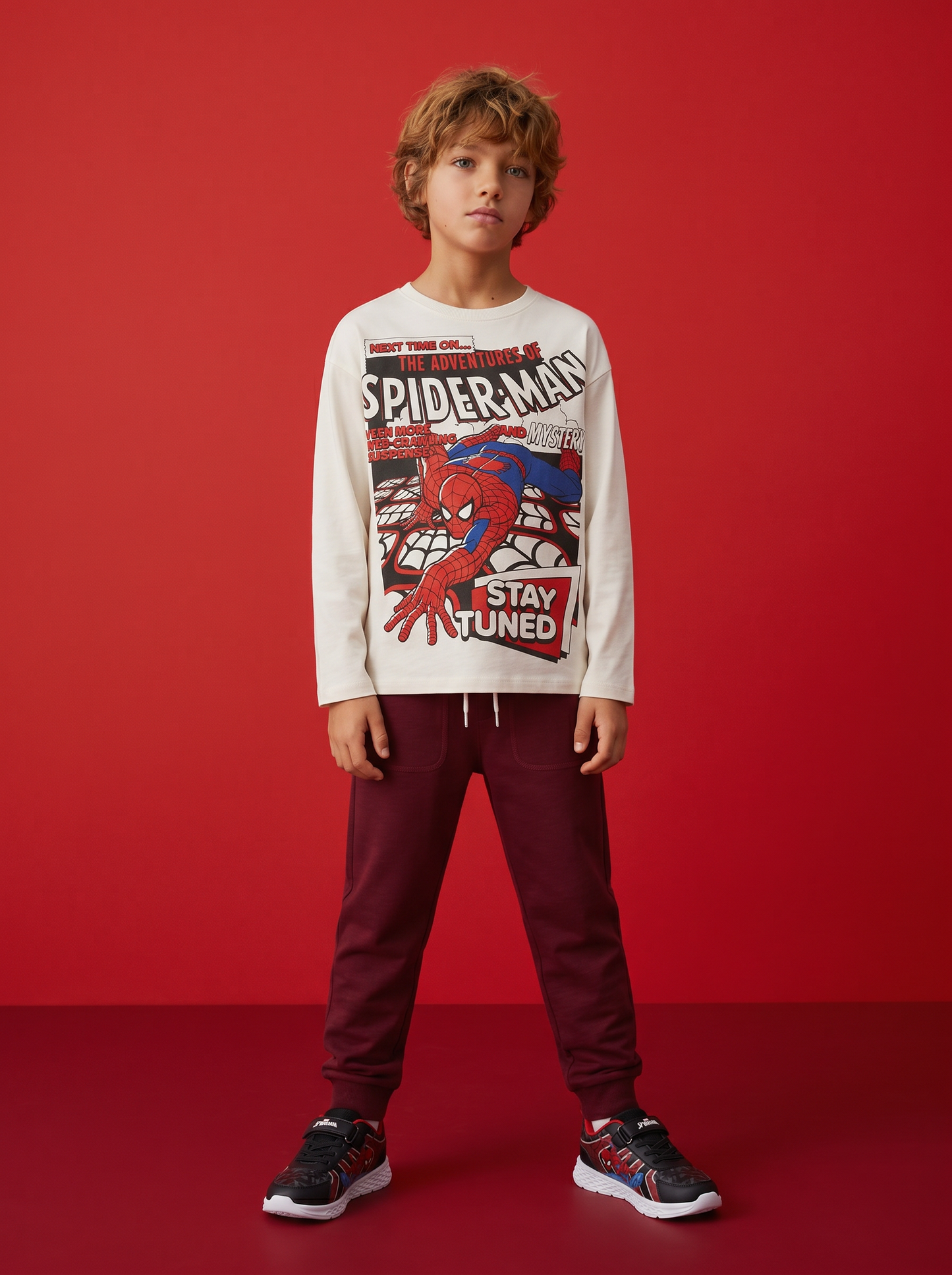 T-shirt Spider-Man maniche lunghe cotone - Bianco latte