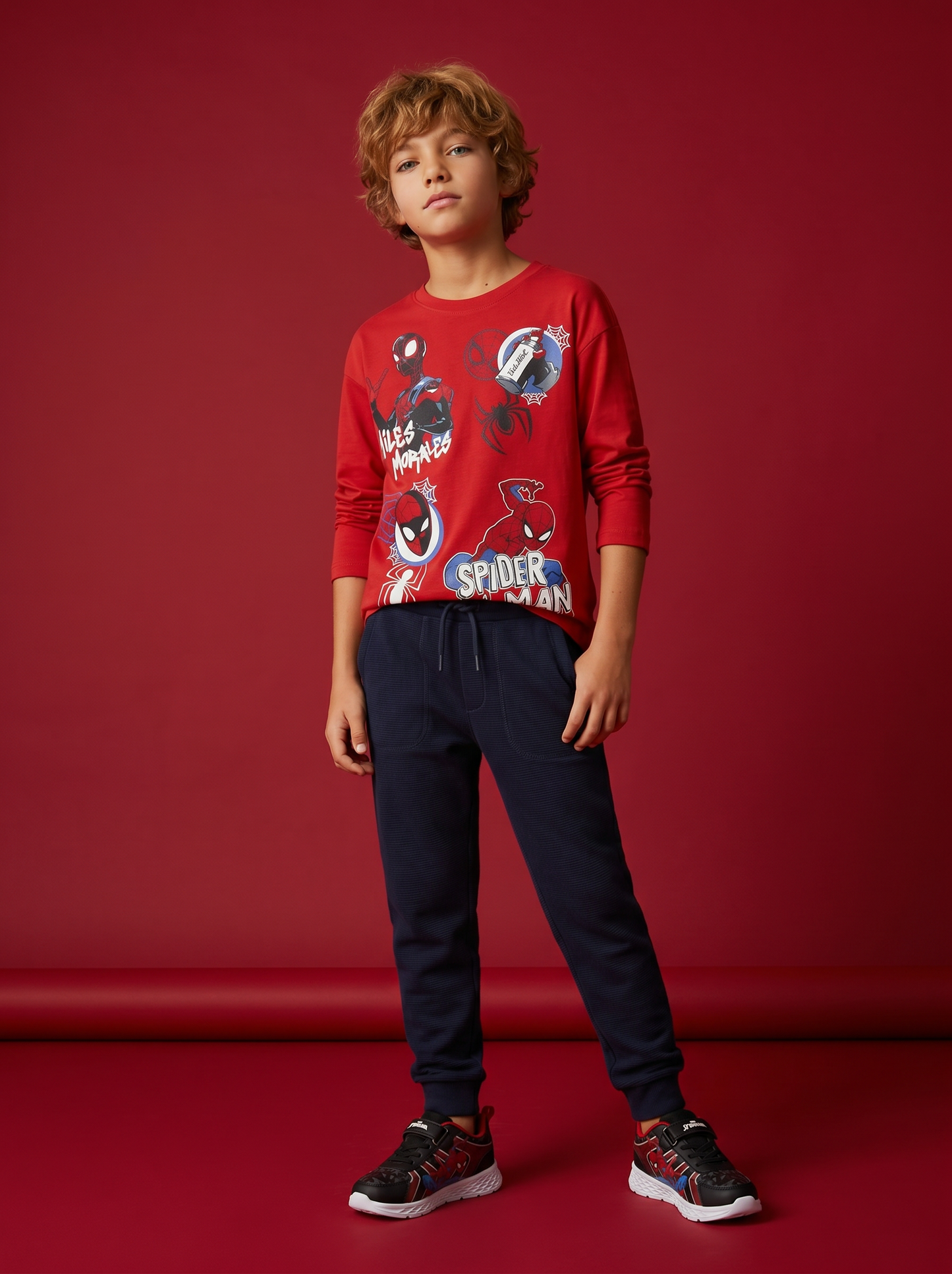 T-shirt Spider-Man maniche lunghe cotone - Rosso
