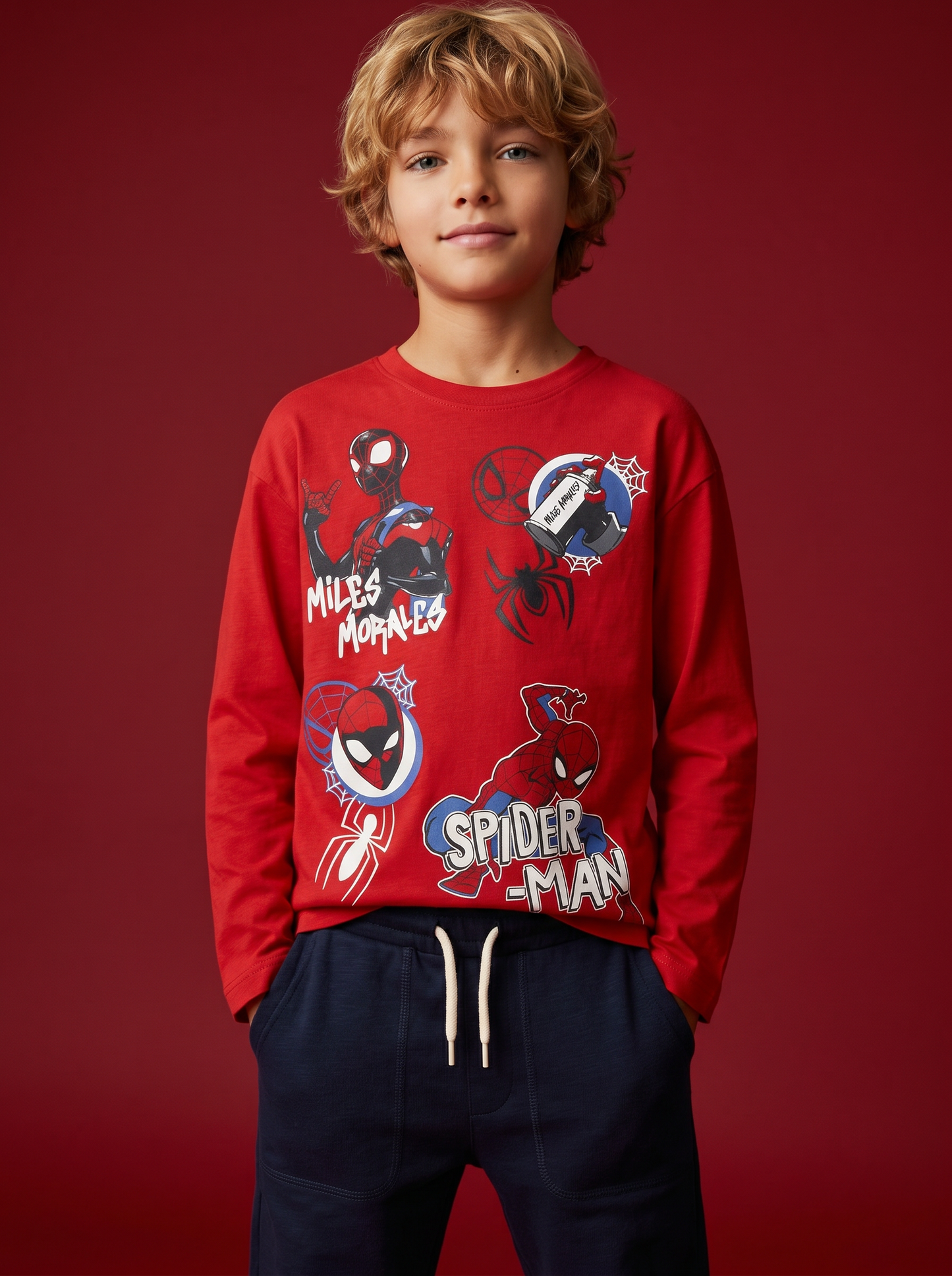 T-shirt Spider-Man maniche lunghe cotone - Rosso