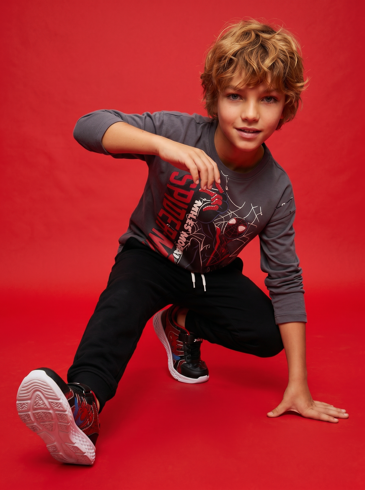 T-shirt Spider-Man maniche lunghe cotone - Grigio piombo