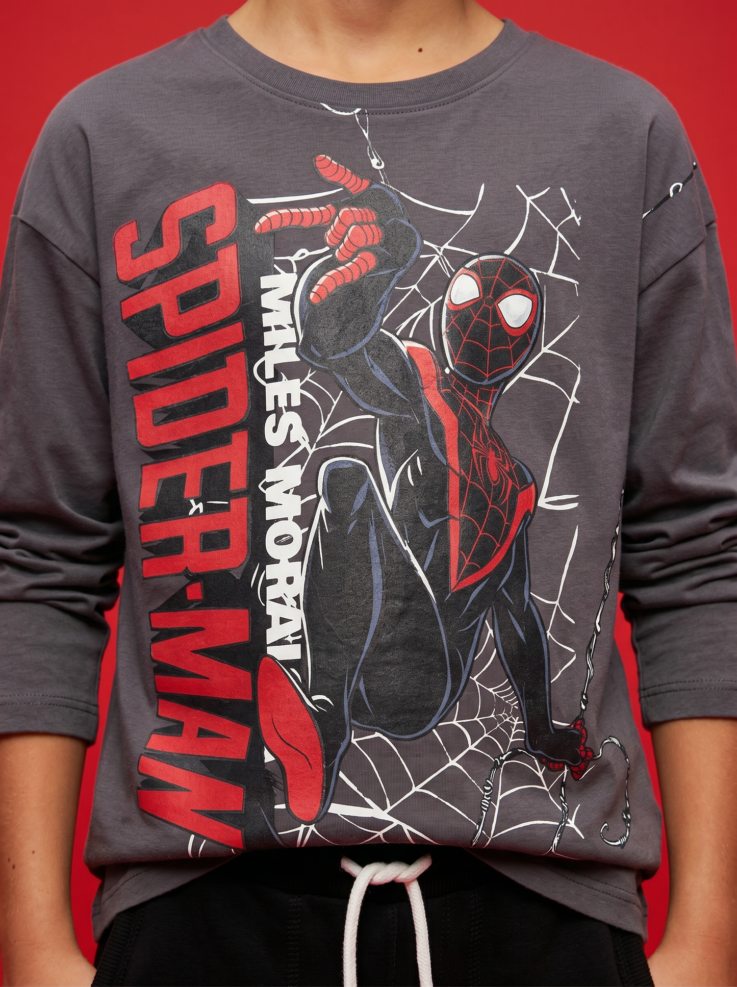 T-shirt Spider-Man maniche lunghe cotone - Grigio piombo