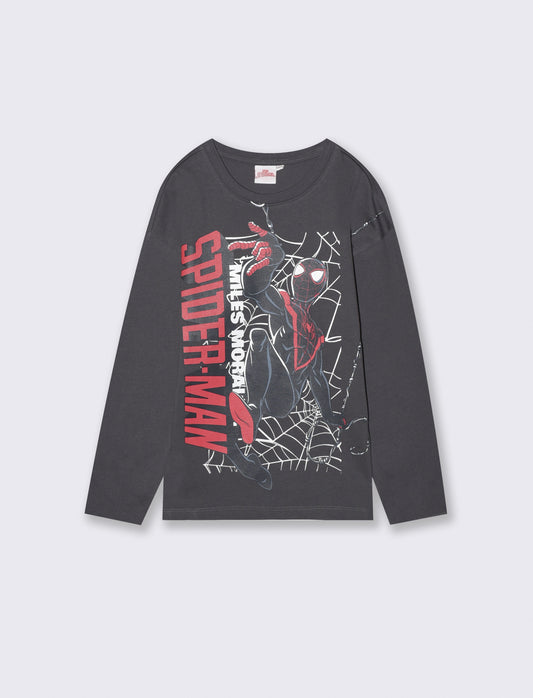 T-shirt Spider-Man maniche lunghe cotone - Grigio piombo