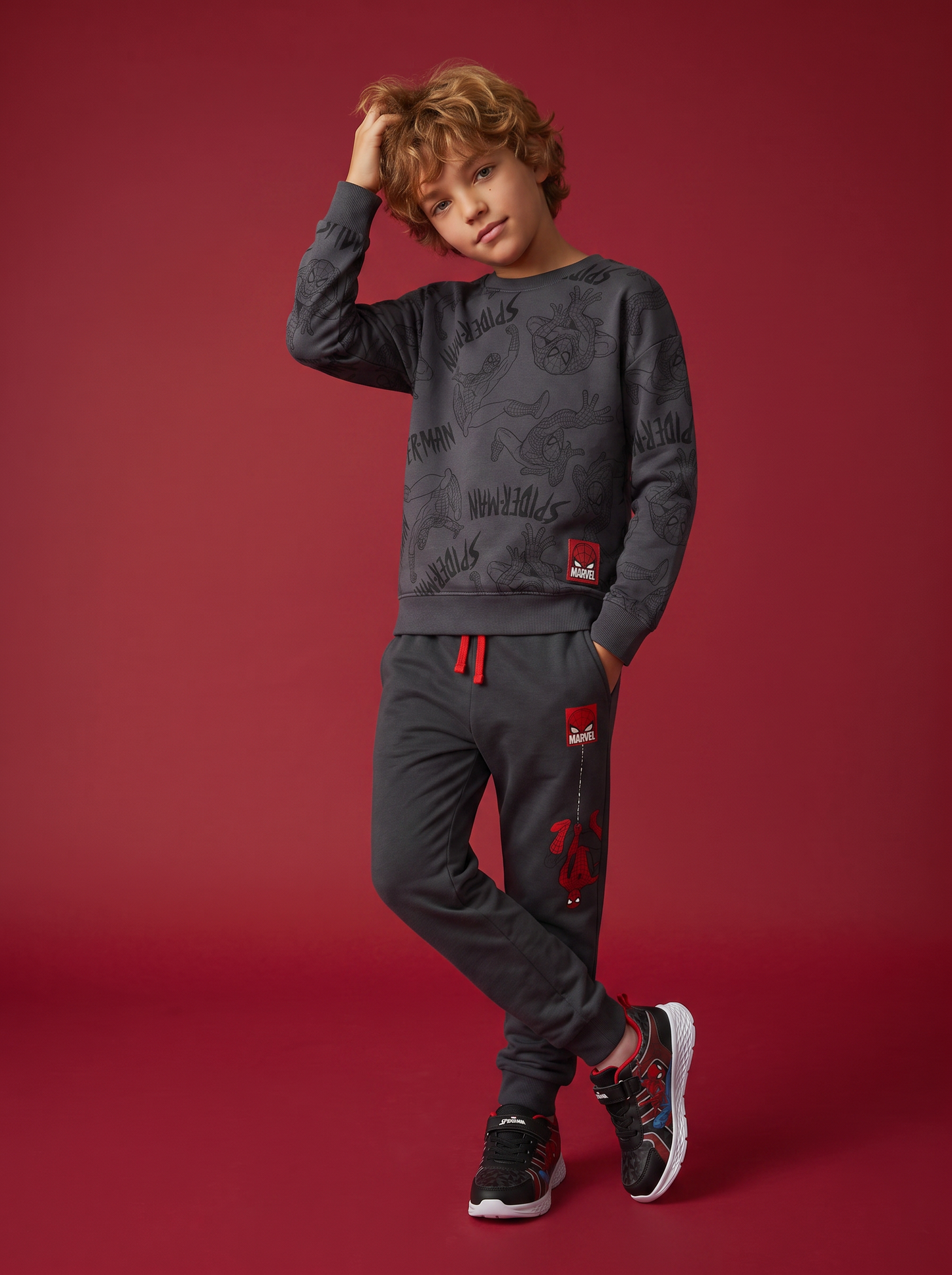 Jogger Spider-Man in cotone con elastico - Grigio piombo