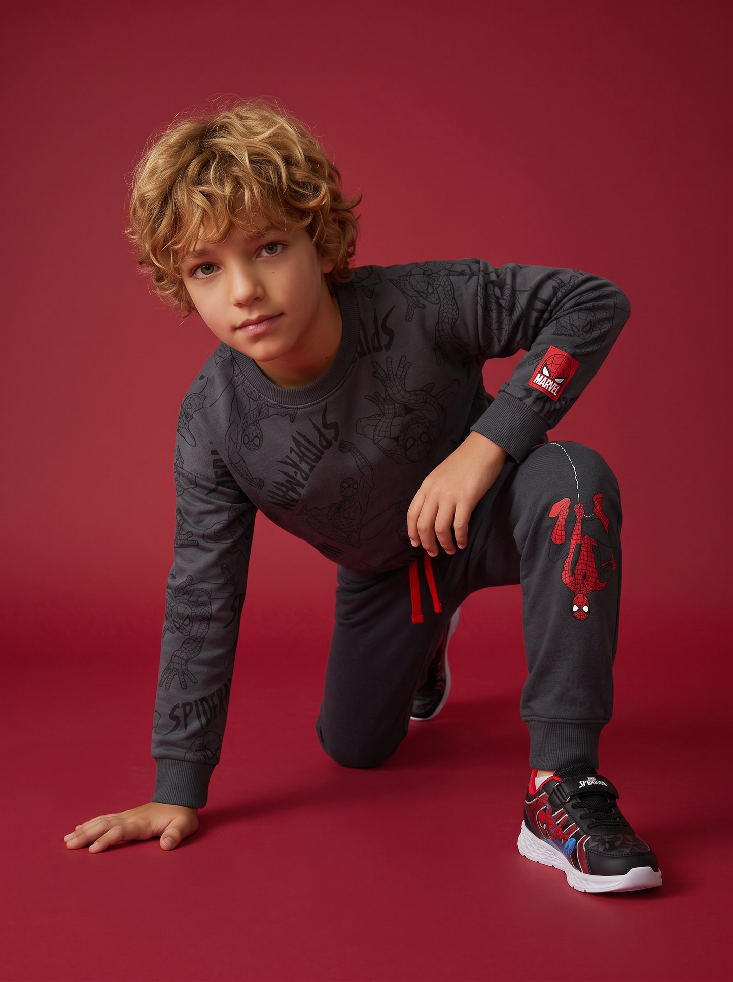 Jogger Spider-Man in cotone con elastico - Grigio piombo