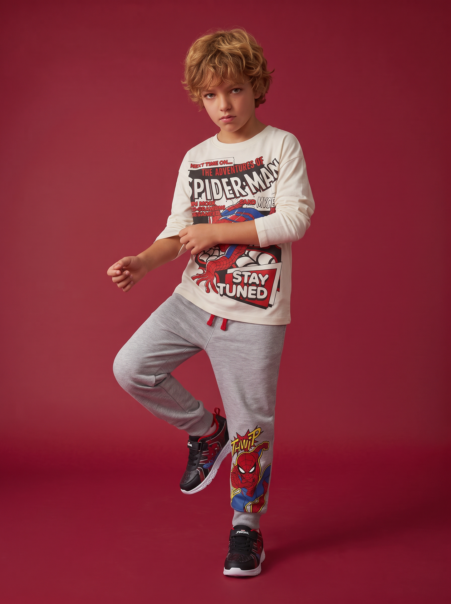 Jogger Spider-Man in cotone con elastico - Grigio mel.