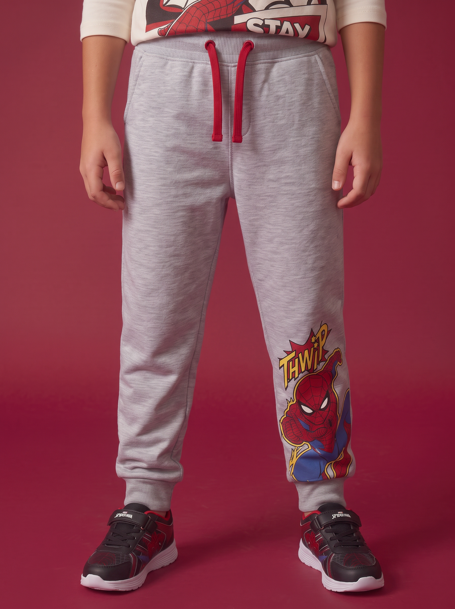 Jogger Spider-Man in cotone con elastico - Grigio mel.