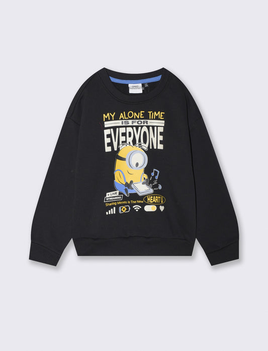 Minions Crewneck Sweatshirt with Print - Black