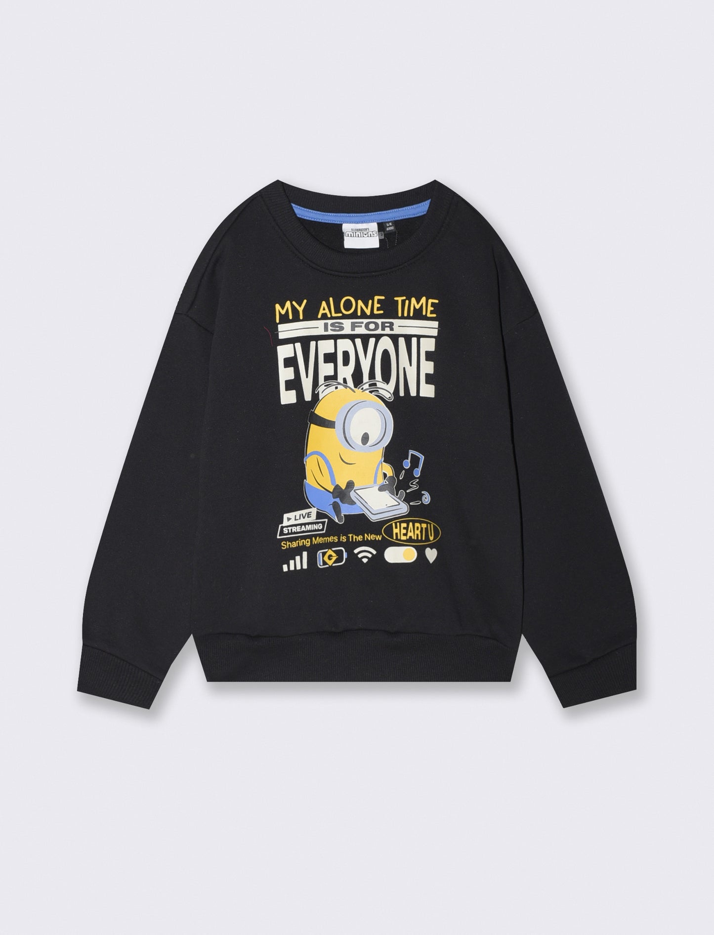 Felpa girocollo Minions con stampa - Nero