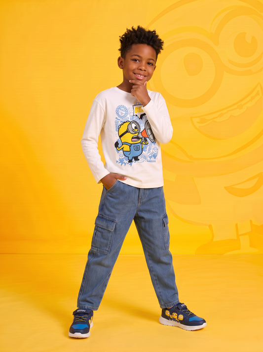 T-shirt maniche lunghe con Minions - Bianco latte