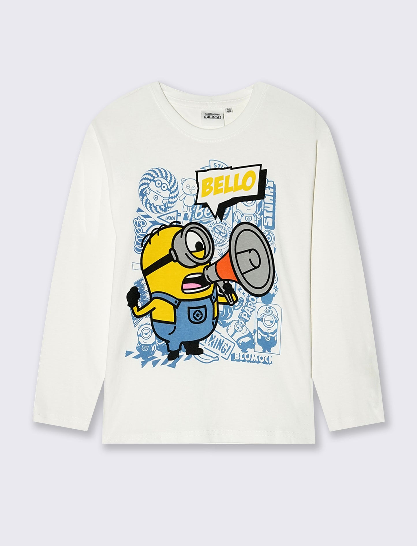 Long Sleeve T-shirt with Minions - White