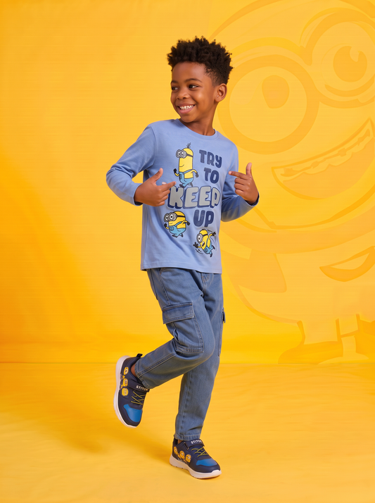 T-shirt maniche lunghe con Minions - Azzurro