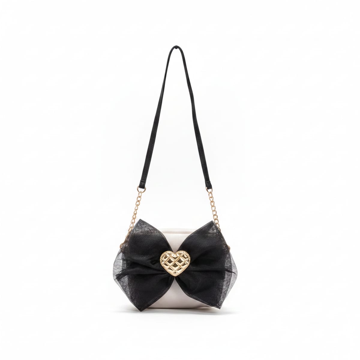 Shoulder bag for girls with bow and heart - Black