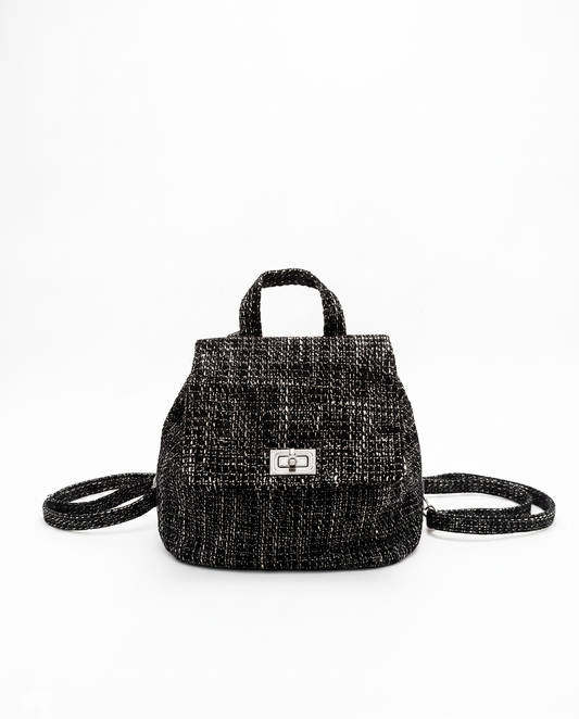 Zainetto bambina in tessuto bouche' - Nero