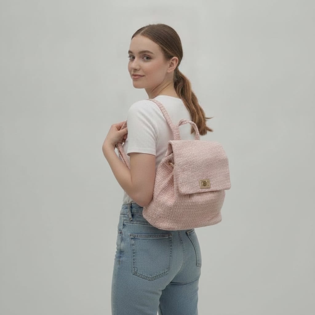 Zainetto bambina in tessuto bouche' - Rosa