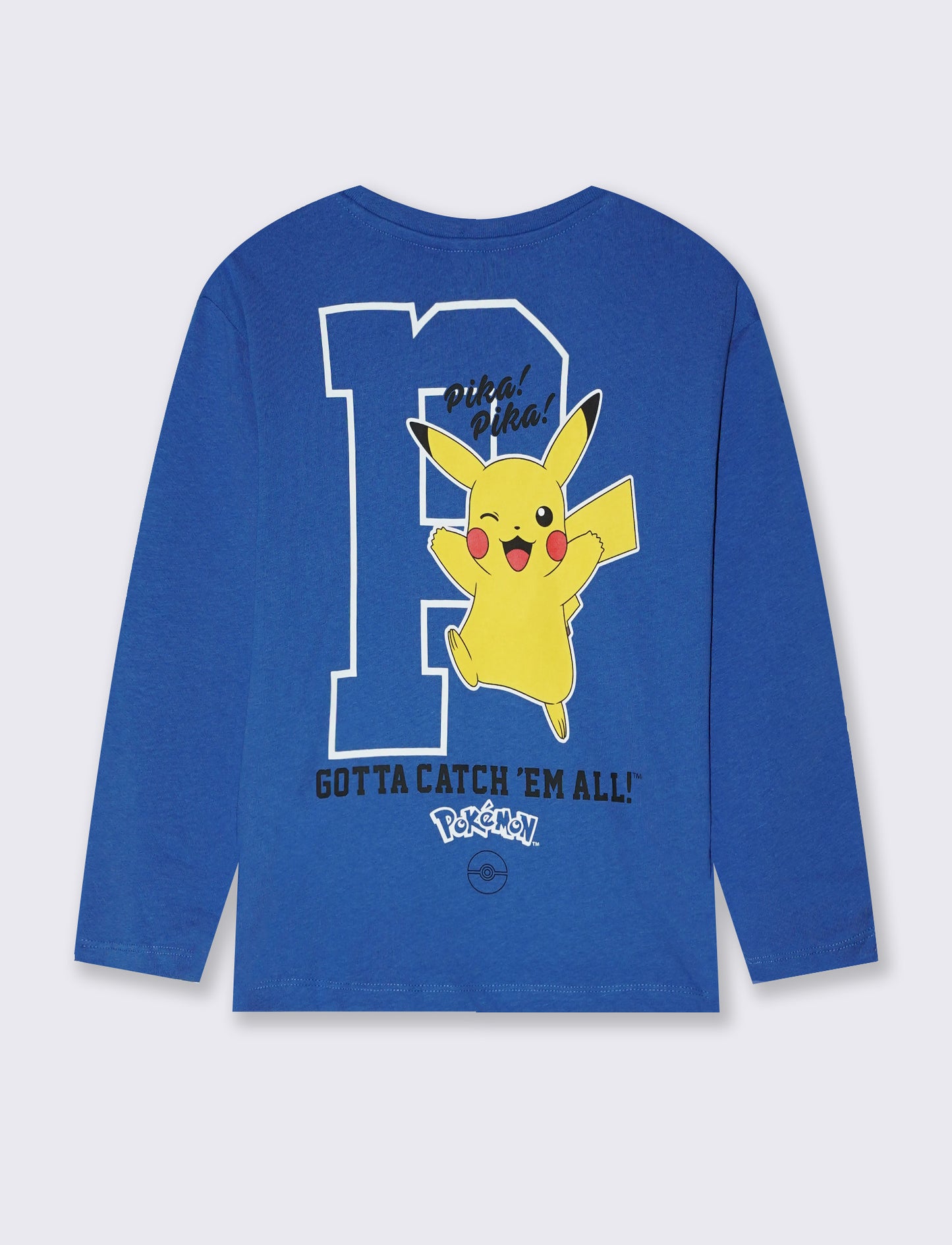 Long Sleeve Cotton Pokémon T-Shirt - Blue