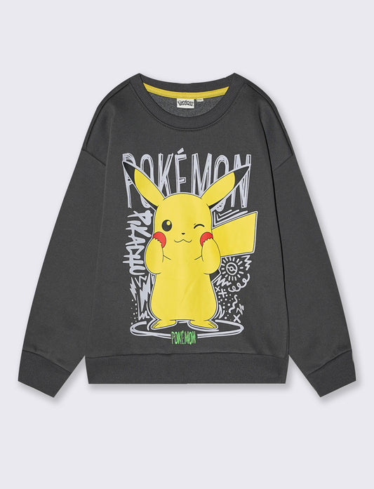 Gray sweatshirt with Pokemon print - Grey
