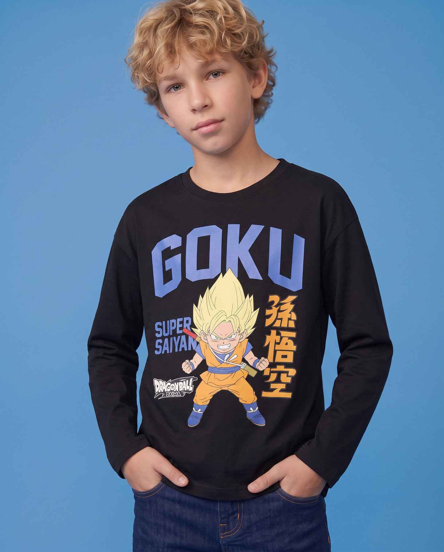 Goku Long Sleeve Cotton T-Shirt - Black