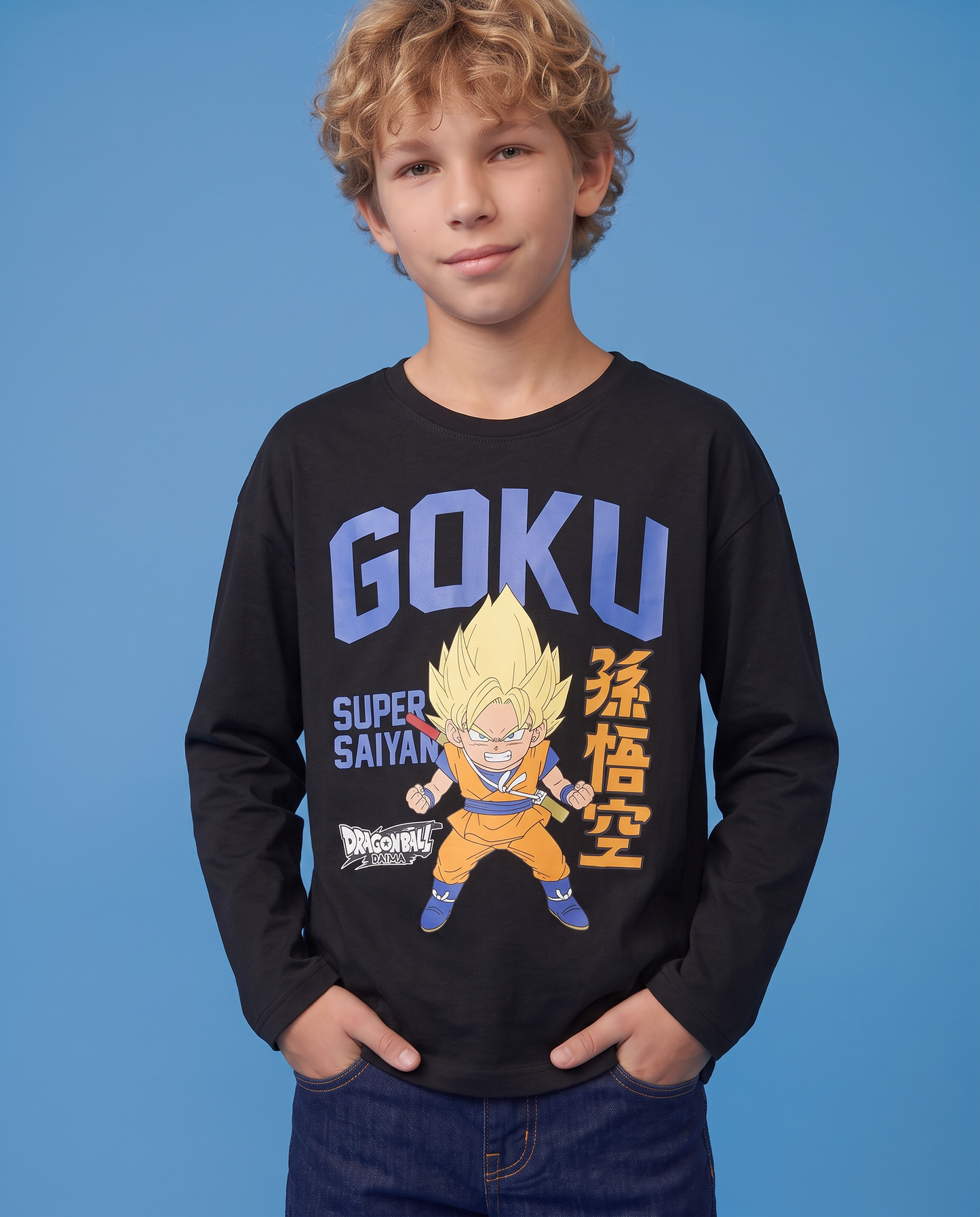 Goku Long Sleeve Cotton T-Shirt - Black