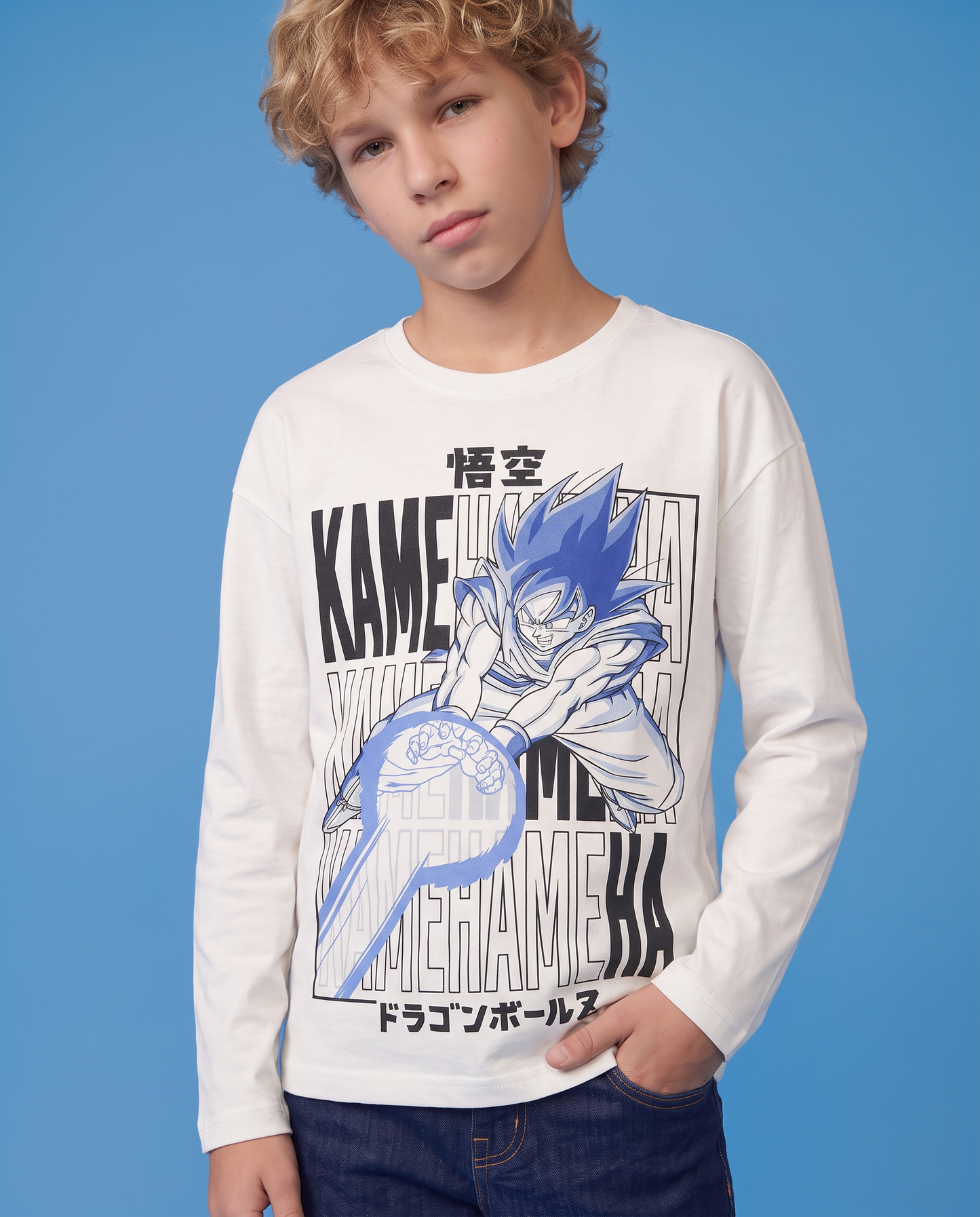 Goku Long Sleeve Cotton T-Shirt - White