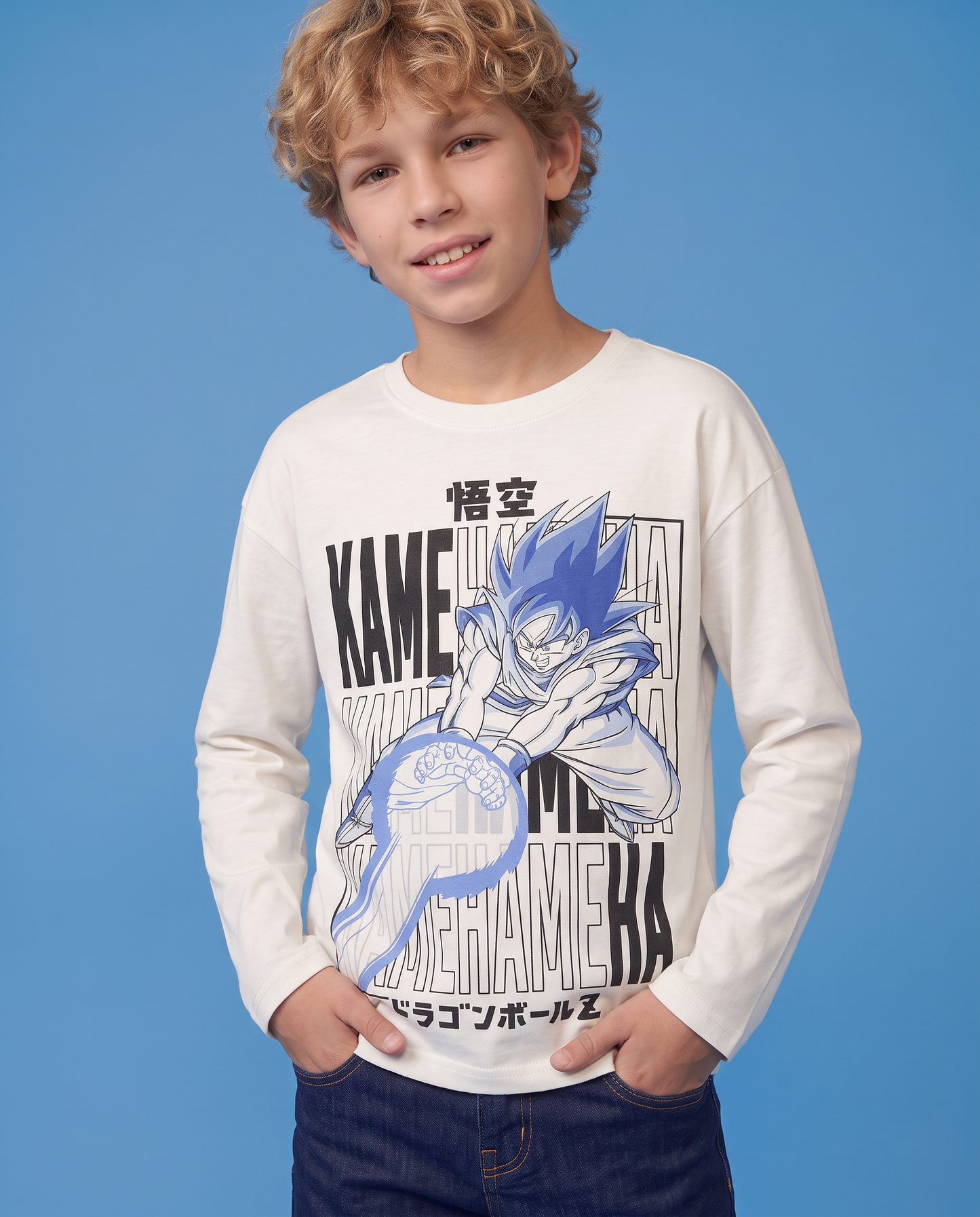 Goku Long Sleeve Cotton T-Shirt - White