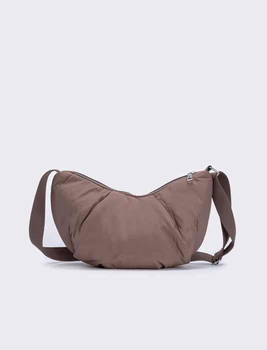 Tracolla nylon mezzaluna elegante - Grigio fango