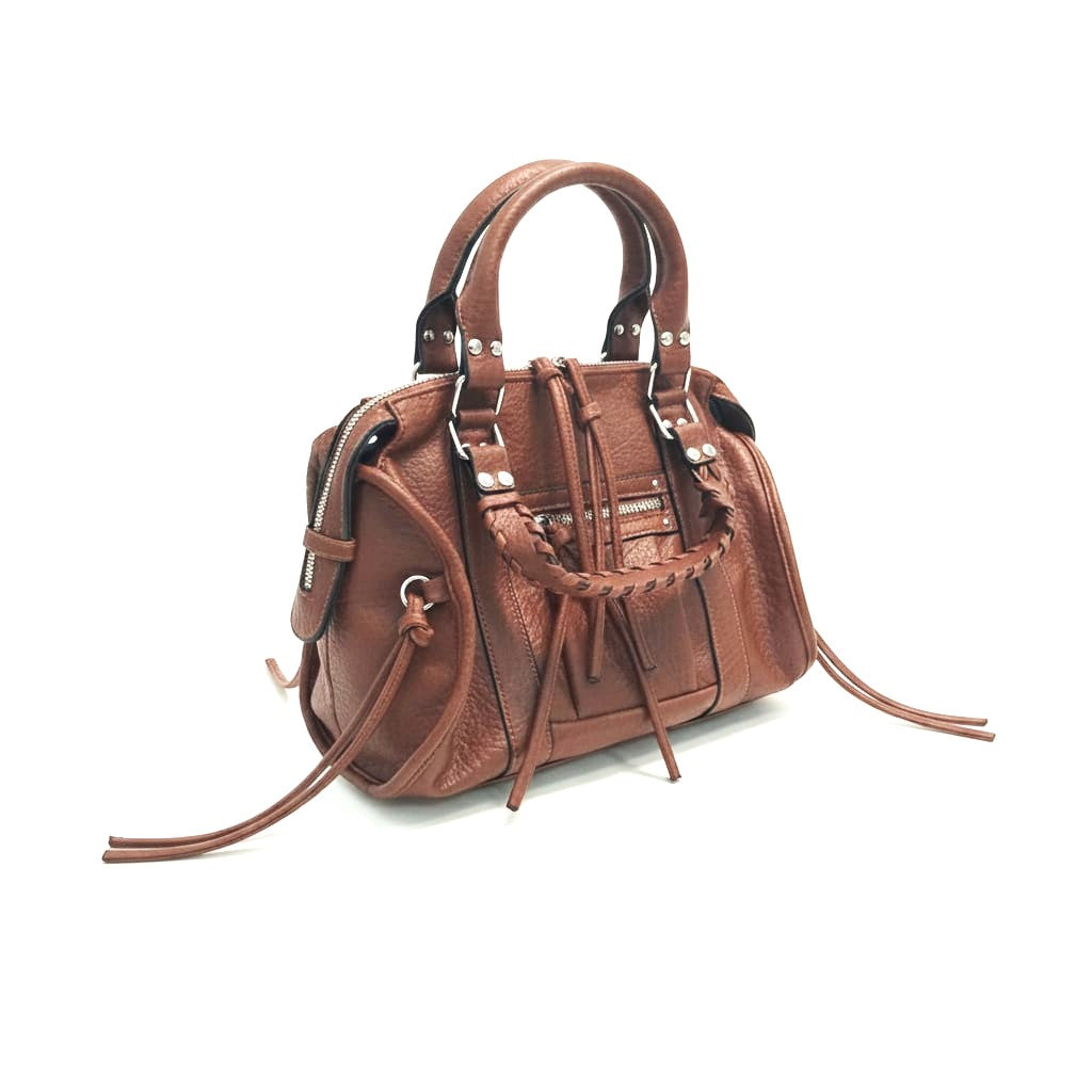 Woven Handle Tote - Brown