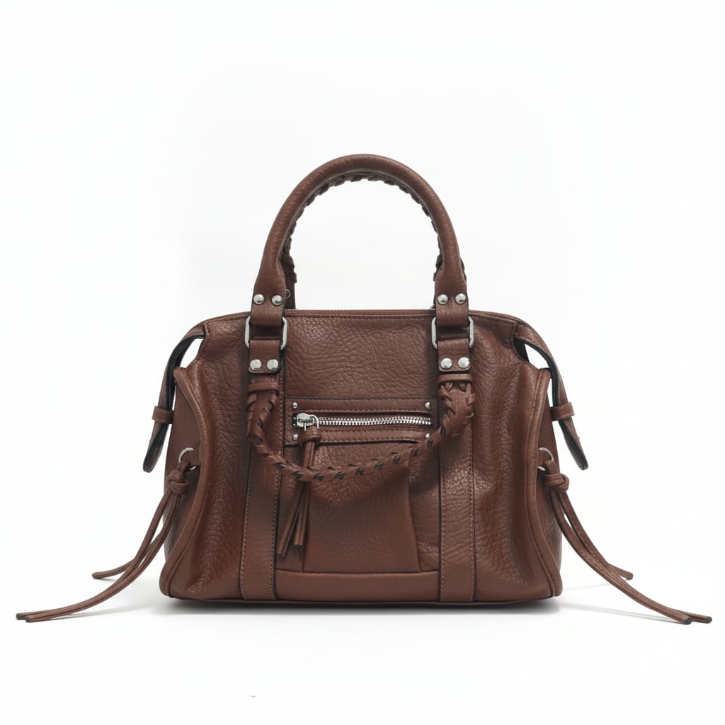 Woven Handle Tote - Brown