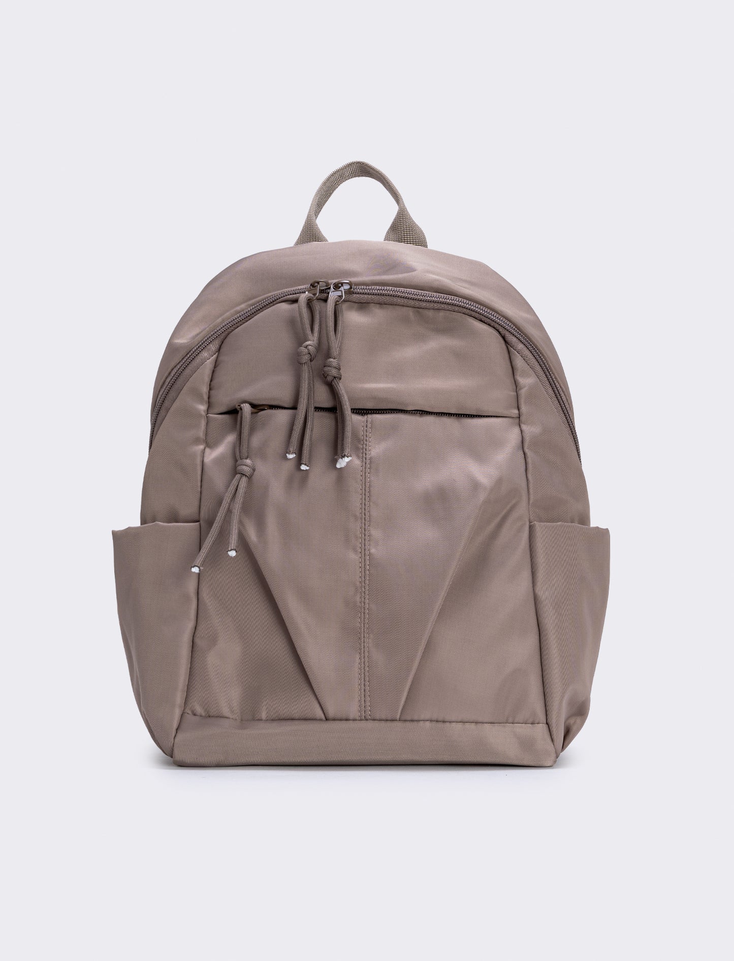 Zainetto in nylon con tasca avanti - Grigio fango