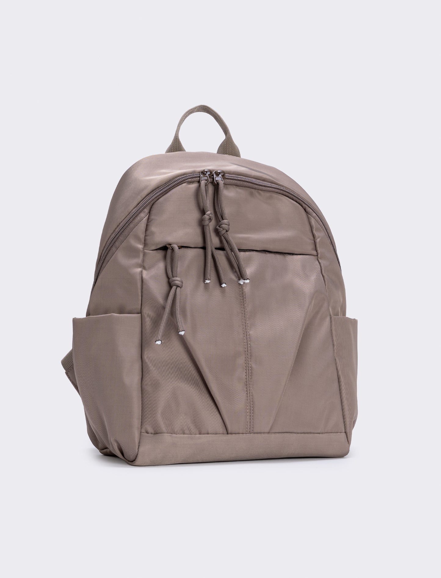 Zainetto in nylon con tasca avanti - Grigio fango