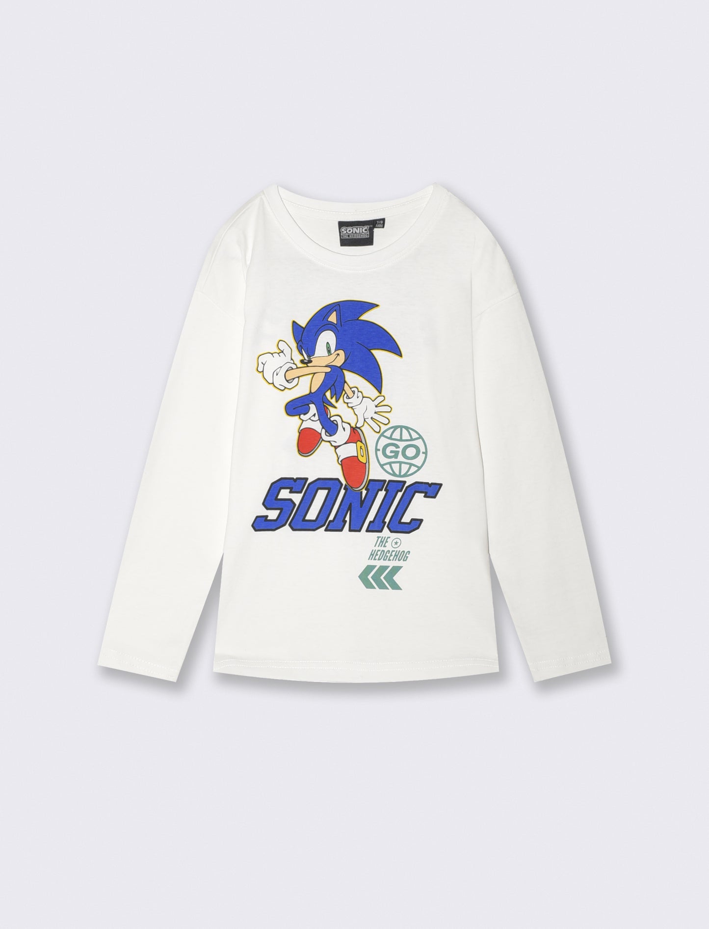 Long Sleeve Cotton Sonic T-shirt - White