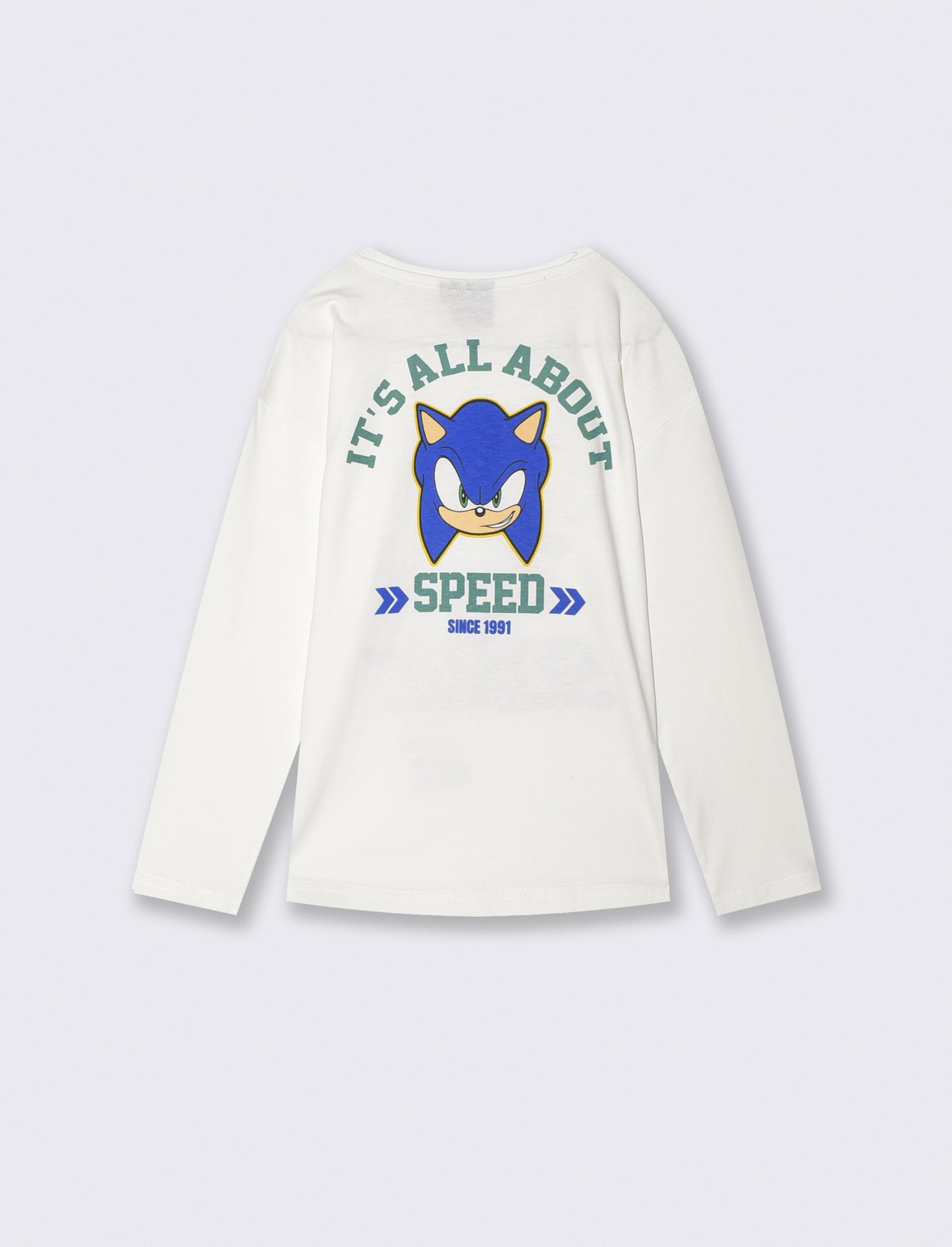 Long Sleeve Cotton Sonic T-shirt - White
