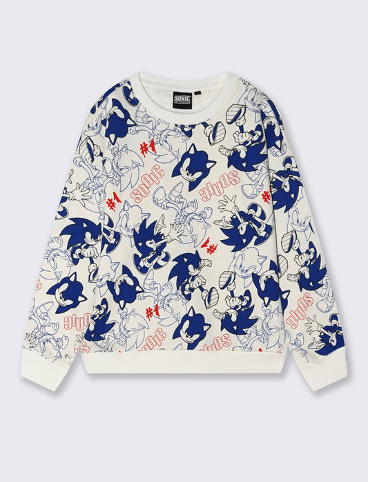 White Sonic Crewneck Sweatshirt with Print - Multicolor